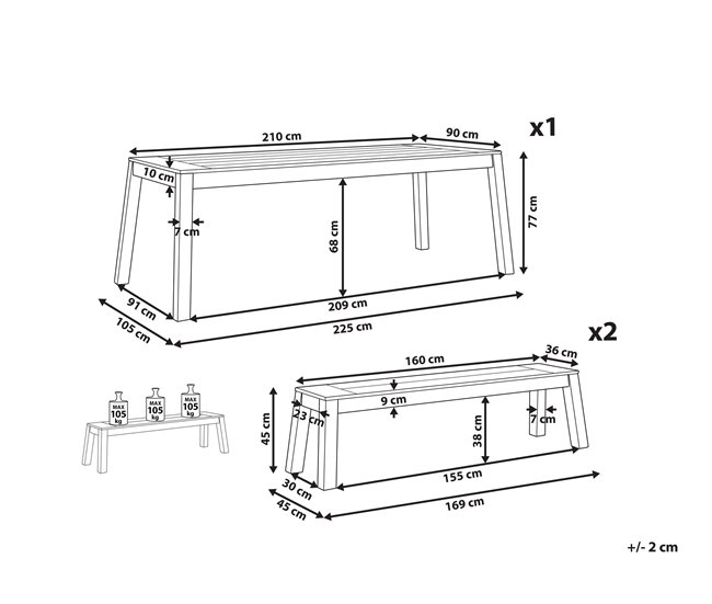 Beliani Conjunto de comedor LIVORNO Marron