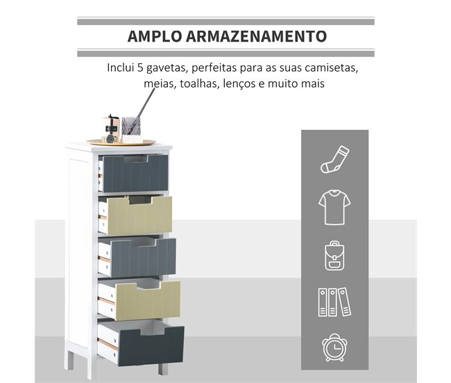 Cómodo de Madera MDF HOMCOM, hogar - muebles de dormitorio 35 Multicolor