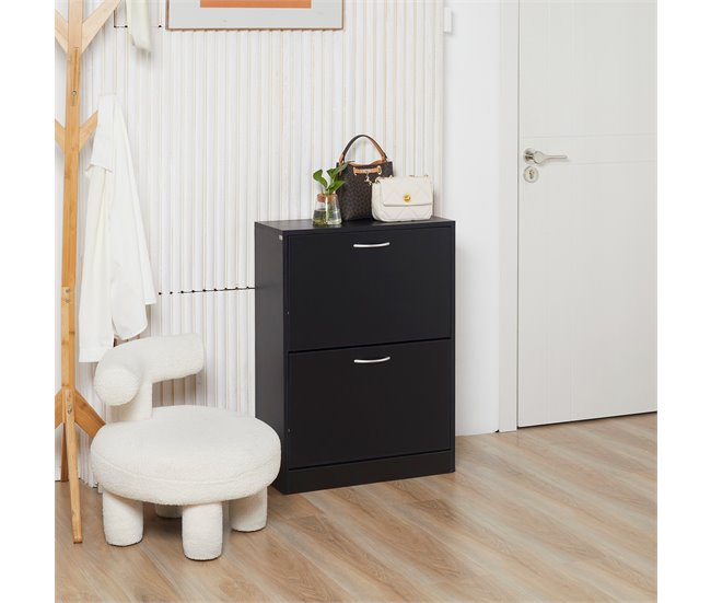 Armario para Zapatos Melamina de Madera HOMCOM Negro
