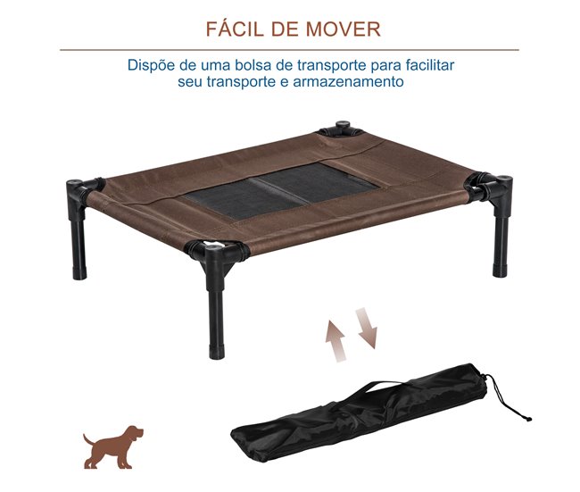 Cama Elevada para Mascotas Acero, Tela Oxford PawHut Marron