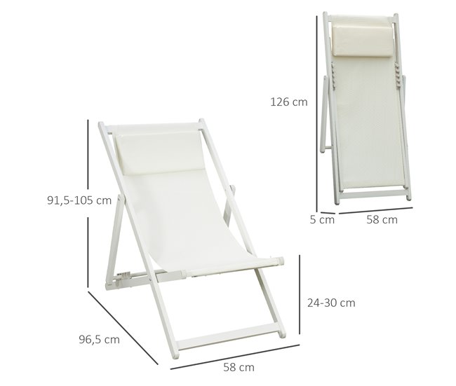 Conjunto de 2 Tumbonas Aluminio, Texteline Outsunny Gris Claro