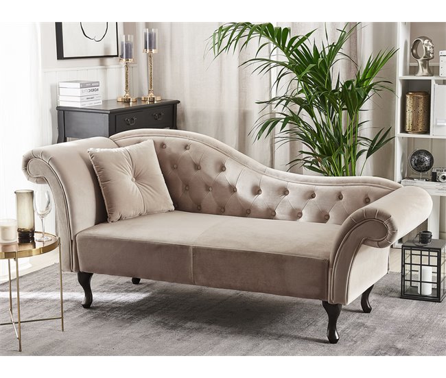 Beliani Chaise longue izquierdo Terciopelo LATTES Azul/ Verde