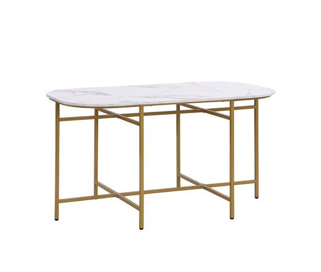 Conjunto de mesas y sillas de comedor 140x80 Blanco/ Gris