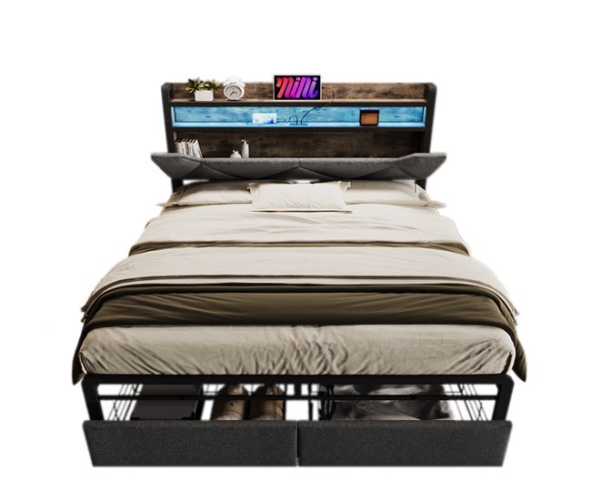 Camas de matrimonio 141x217 Gris