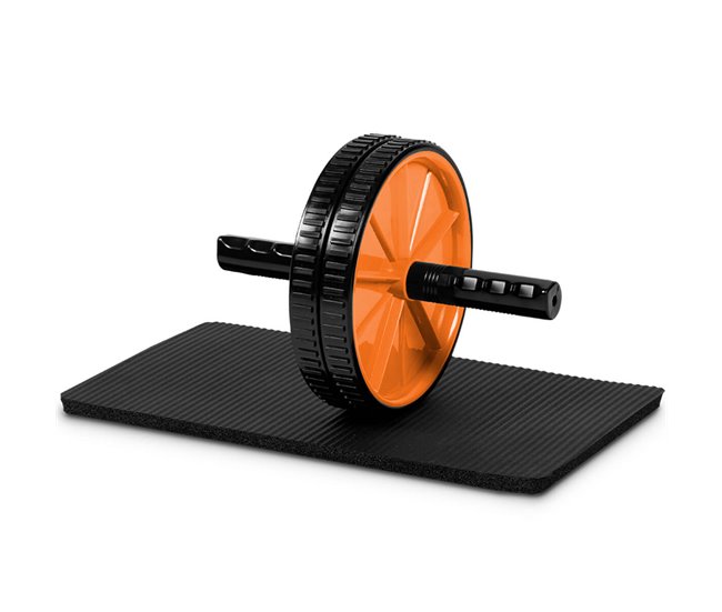 Set Rodillo abdominales y alfombrilla 2 Niveles Ergonómico Fitness Gridinlux Negro