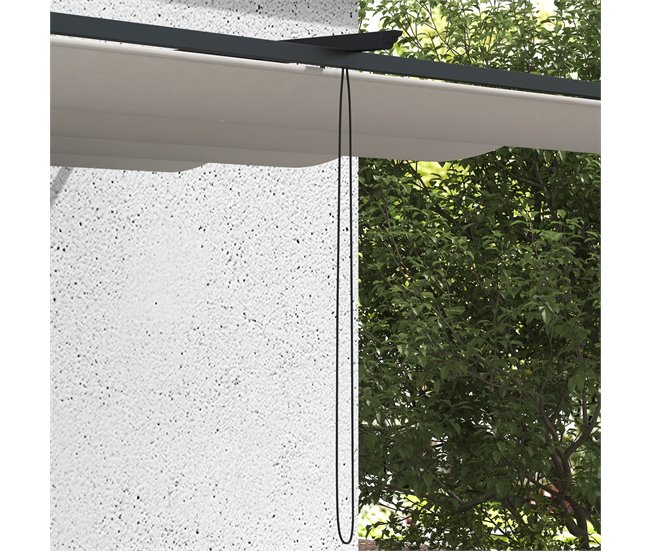 Pérgola de Pared Poliéster, Acero Outsunny Crudo