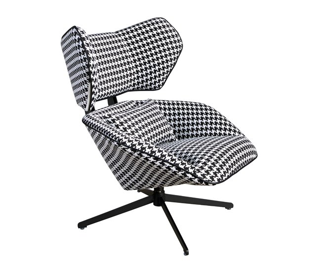 ANGEL CERDA Sillón giratorio tela blanca y negra Blanco/ Negro