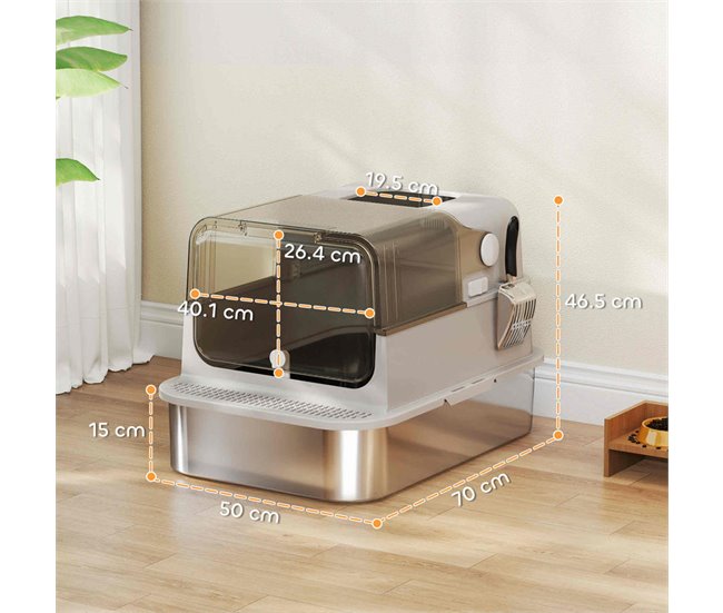 Arenero para Gatos Acero Inoxidable PawHut Gris