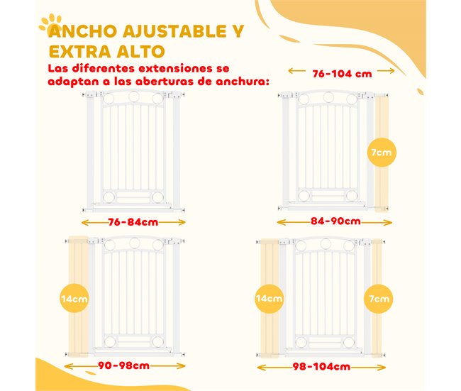 Barrera para Perros PA, Acero PawHut Blanco