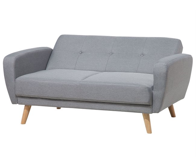 Beliani Sofá de 2 plazas Poliéster FLORLI Gris Claro