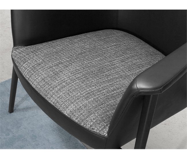 ANGEL CERDA Sillón tela gris y polipiel negro Gris