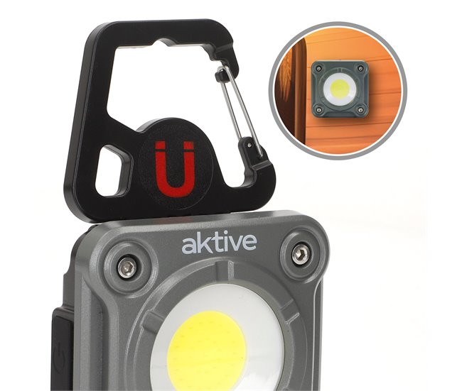 Aktive Foco LED portátil multiusos 3 posiciones c/cargador USB Gris