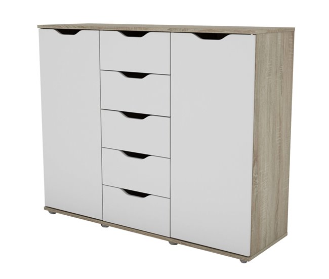 Aparador 2 Puertas 5 Cajones Parc Roble Sonoma Multicolor