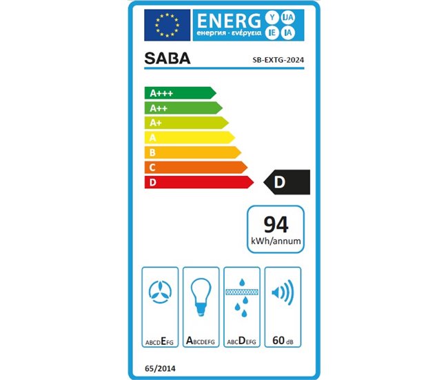 Campana decorativa inclinada de pared SABA SB-EXTG-2024 Negro