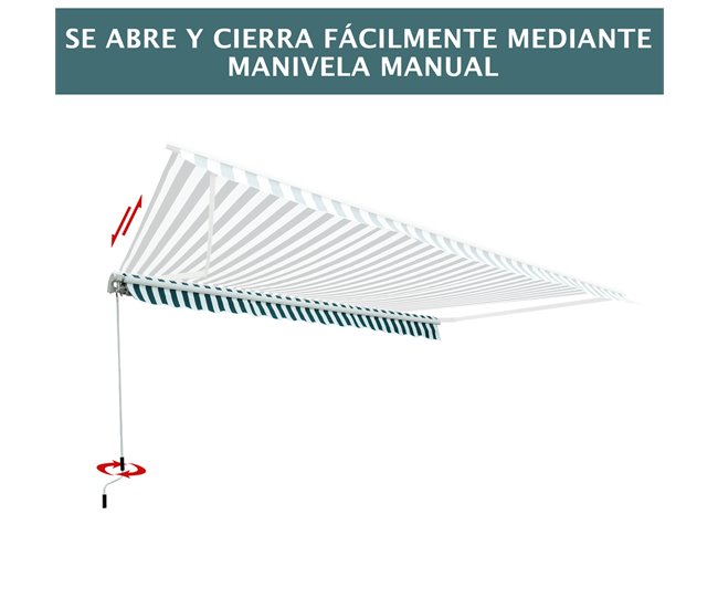Toldo Manual Plegable Tela de poliéster, aluminio Outsunny 295x250 Verde