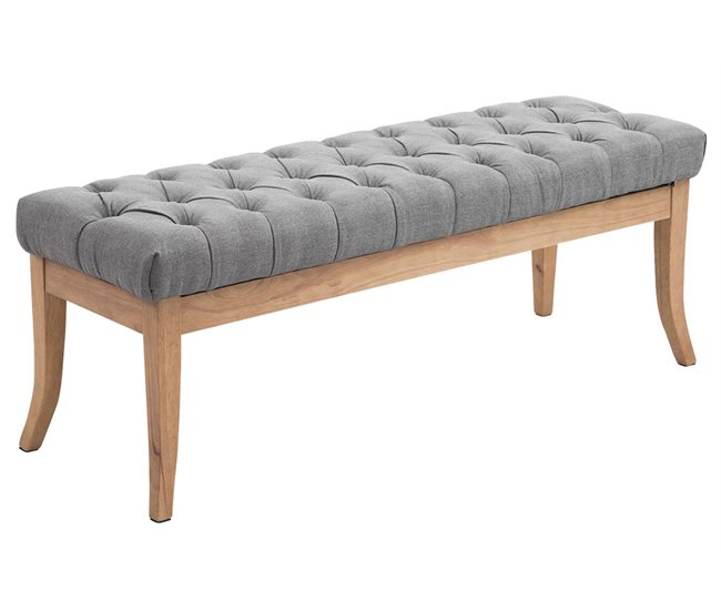 Banco Recibidor Ramses En Tela & Madera Clara 120x38 Gris