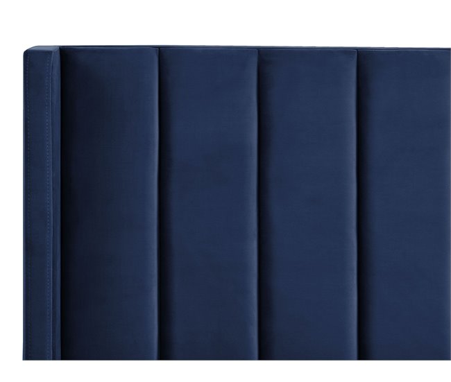 Beliani Cama Terciopelo VILLETTE 165x222 Azul Marino