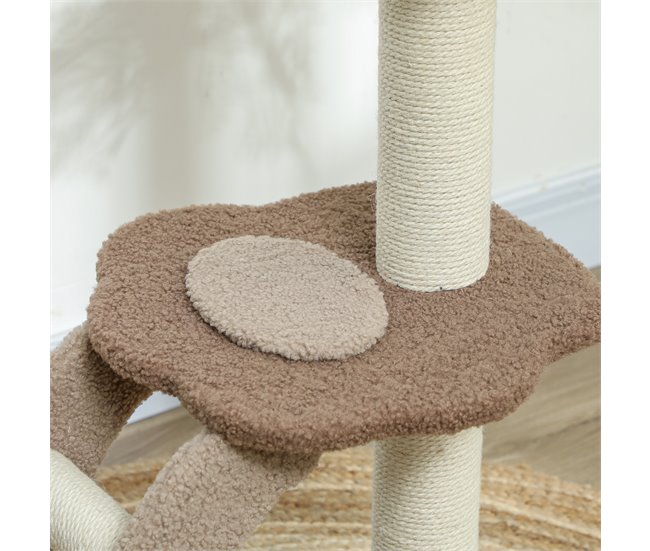 Árbol para Gatos Aglomerado de madera, Poliéster PawHut Marron