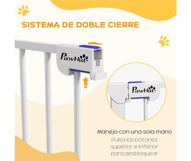 Barrera para Perros Acero, Plástico PawHut Blanco
