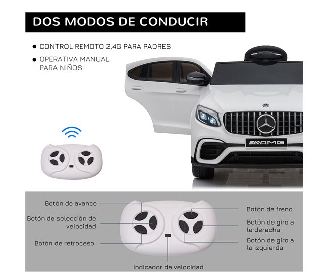 Coche Eléctrico PP, Acero HOMCOM Blanco