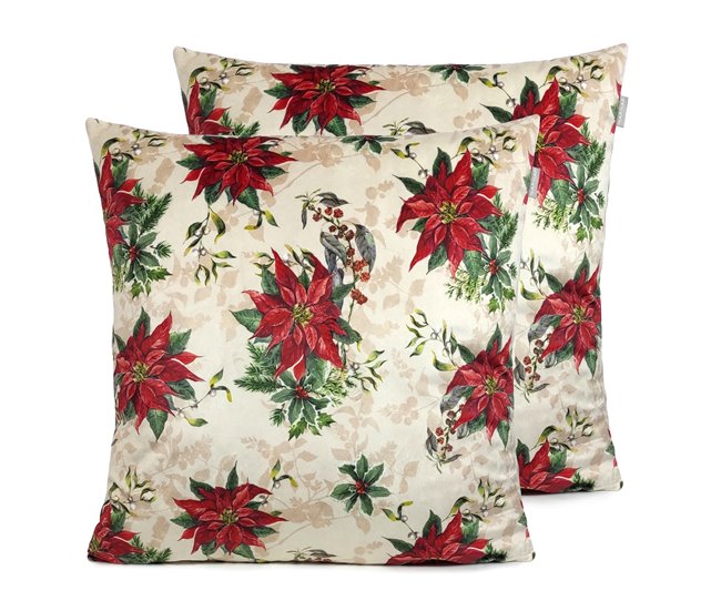 FUNDA DE COJIN DE TERCIOPELO DE NAVIDAD CHAMONIX Beige