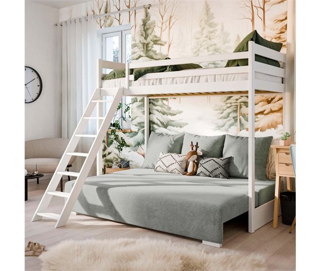 Litera-sofá madera 208x194 Blanco