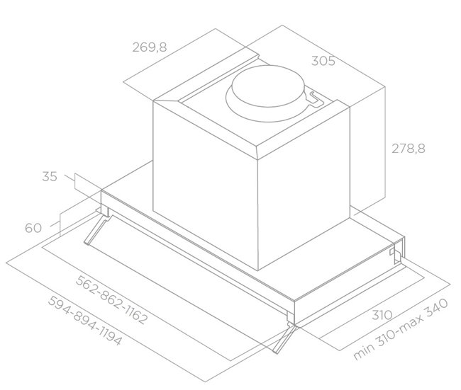 Campana de encastre TURBOAIR FACILE PLUS IXGL/A Inox