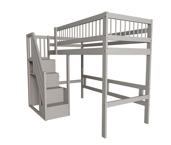 Cama alta para niños 142x205 Gris