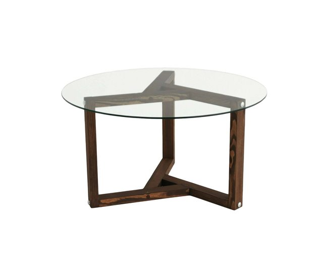 Mesa de centro de vidro 75x75 Madera Oscura