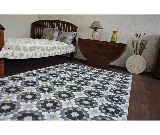 Alfombra LISBOA Flores 80x150 Gris
