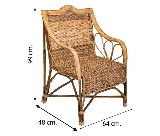 Sillón de bambú y ratán Marron