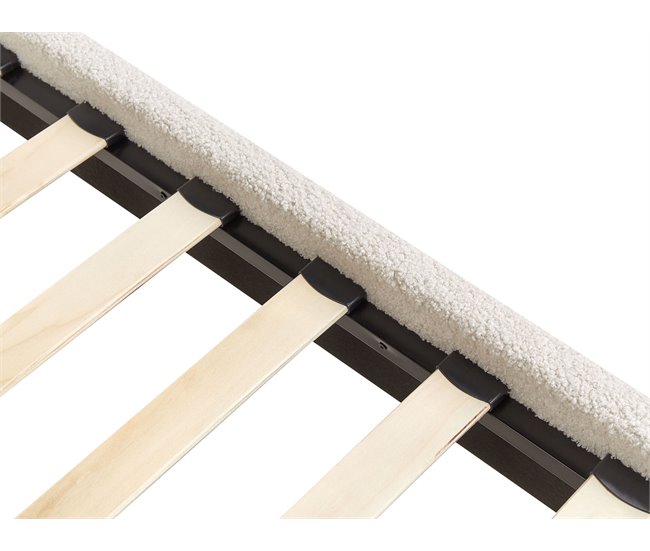 Beliani Cama con somier Bouclé ROANNE 150x213 Crema