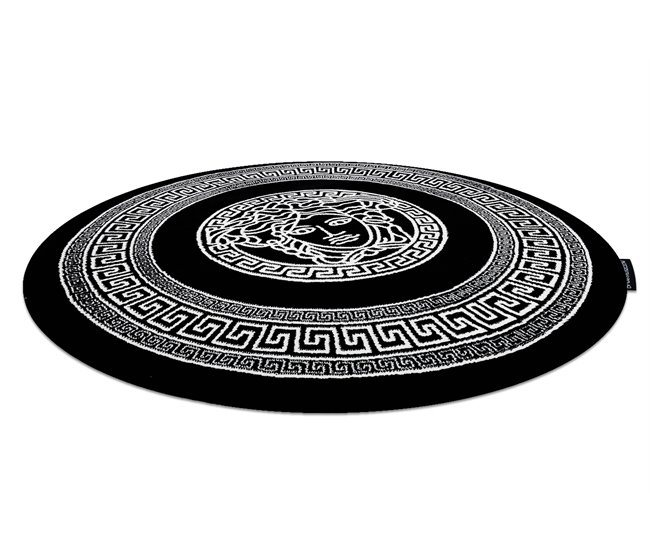 Alfombra HAMPTON Medusa círculo medusa griego 120x120 Negro