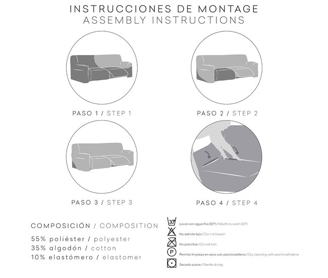 Funda Sofá Relax Bielastica Adaptable 3 Plazas Azul