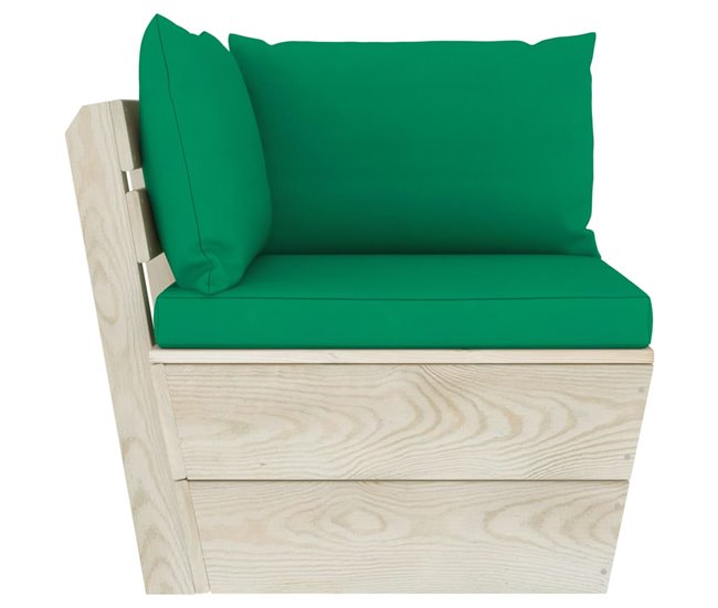 Sofá de palets de jardín 2 plazas con cojines madera de abeto Verde Oscuro