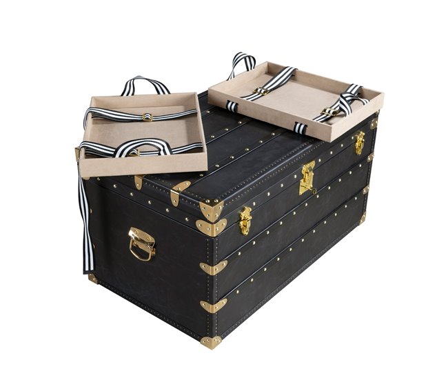 ANGEL CERDA Baúl piel 93 Negro/ Dorado