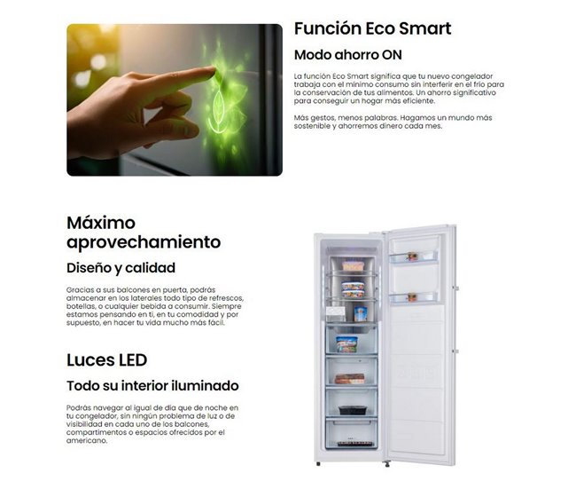 Congelador Vertical INFINITON CV-265L85WEM, 282 Litros, No Frost Blanco