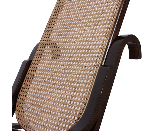 Silla mecedora rocking chair aspecto retro ratán de madera maciza apariencia nogal FAB04001 Marron