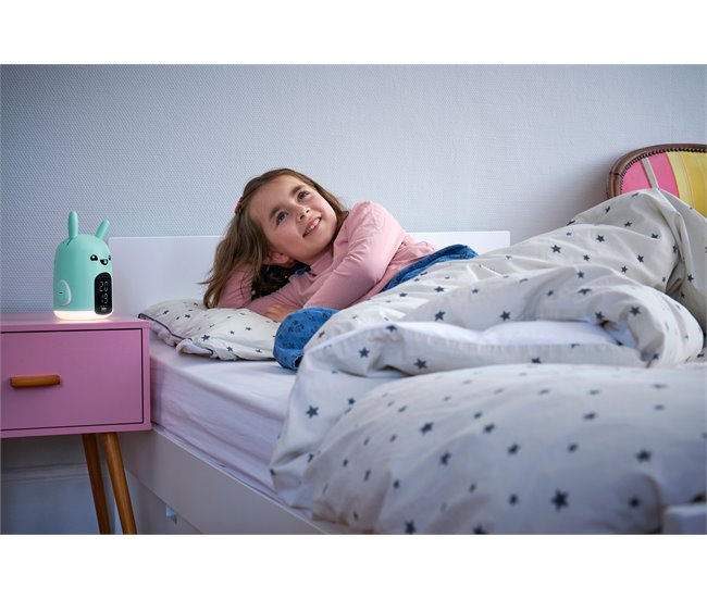 Reloj despertador y luz nocturna RKIDSRABBIT BIGBEN Turquesa