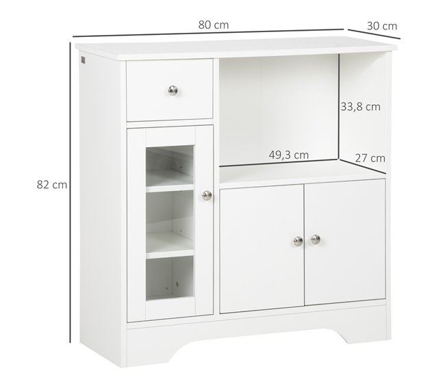Aparador de Cocina Melamina de Madera HOMCOM, hogar - cocina 80 Blanco