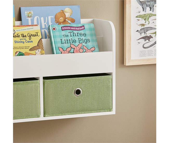 Estantería Infantil de Pared con 2 Estantes 2 Cajones SoBuy KMB81-W Blanco