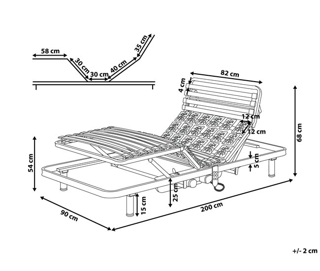 Beliani Somier articulado eléctrico Acero MOON Plateado