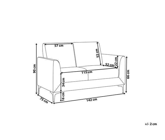 Beliani Sofá de 2 plazas Terciopelo FENES Azul Marino