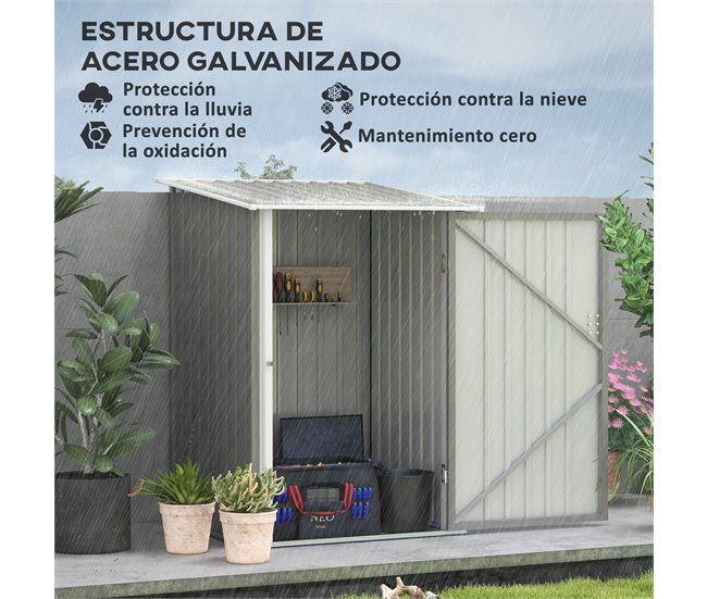 Caseta de Jardín Acero Lacado Outsunny Gris