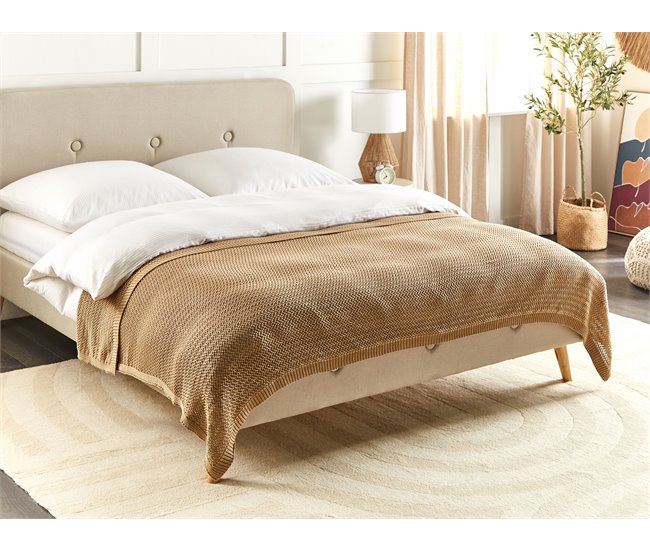 Beliani Cubrecama ILEN Marron Claro
