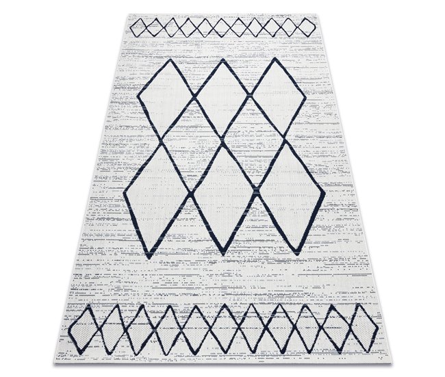 Alfombra de cuerda sisal COLOR 47272/396 Rombos Cuadrados 200x290 Blanco/ Gris