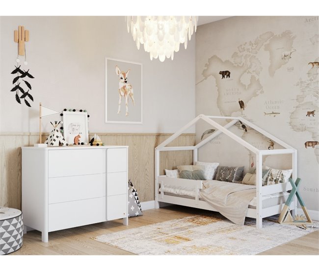 YappyHytte Cama cabina infantil de madera 80x169 Blanco