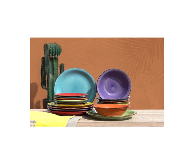 Vajilla COLORS 18 piezas gres multicolor Multicolor
