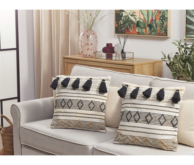 Beliani Cojín decorativo SAMBUCUS Beige
