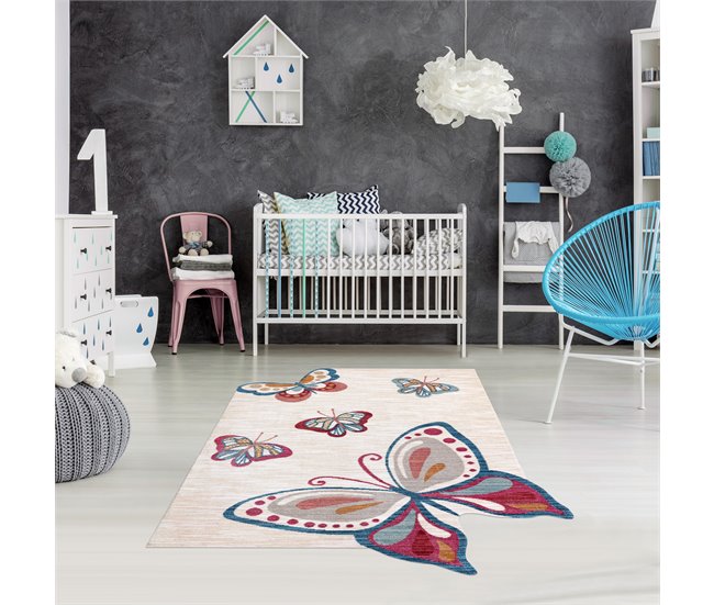 Alfombra infl TOYS 75326 Mariposas para niños moderno Crema